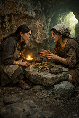 Ghita insergna a Livia nella grotta